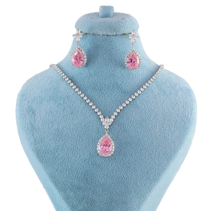 نیم ست زنانه مدل جواهری صورتی